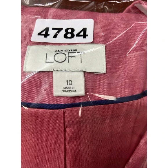 Loft Womens Blazer Jacket Medium Pink Linen Blend Business Casual Vintage Look - Picture 11 of 11